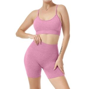 2 piece workout set purple pink - medium